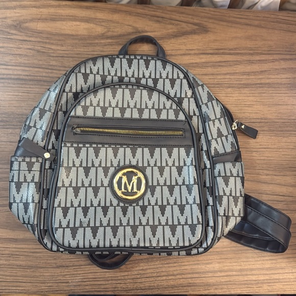 M Patterned Black and Gray Backpack - Picture 6 of 6